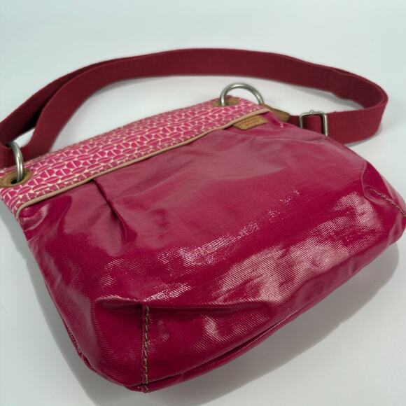 FOSSIL KEY-PER Pink Canvas CROSSBODY BAG Shoulder Bag Purse Geometric Print - Picture 2 of 11